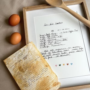 Personalised Recipe Art Print / Handwriting Christmas Gift / Kitchen Art Print / Baking Gift / Recipe Print / Kitchen Decor