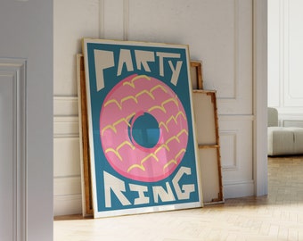 Party Ring Biscuit Art Print / Kitchen Wall Art / Art for Kitchen / Art for Dining Room / Retro Art Print / Large Art Print
