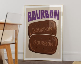 Bourbon biscuit Art Print / Kitchen Wall Art / Biscuit Art Print / Fun Gift / Retro Art Print / Kitchen Decor / A1, A2, A3, A4 or A5