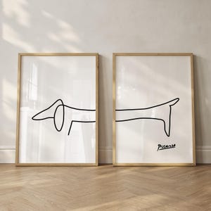 Sausage Dog Picasso Art Print Set / Set of 2 Art Prints / Dachshund Dog Drawing / Dog Lover Gift / Sausage Dog Drawing