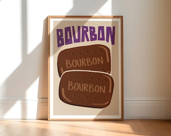 Bourbon biscuit Art Print / Kitchen Wall Art / Biscuit Art Print / Fun Gift / Retro Art Print / Kitchen Decor