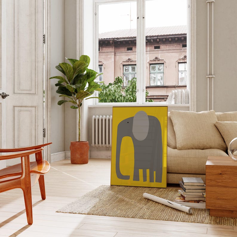 Elephant Art Print, Colourful Nursery Decor, Safari Animal Wall Art, Jungle Theme Poster for Kids Bedroom, Elephant Wall Decor image 7