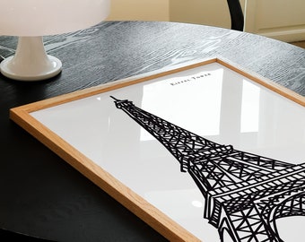 Paris Art Print / Paris Black and White Wall Art / Eiffel Tower Gift / Paris Landmarks