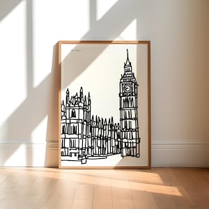 London Black and White Art Print / London Wall Art / Big Ben Art / Location Print