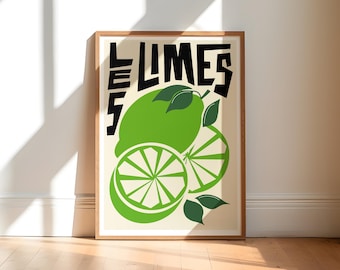 Lime Art Print, Retro Kitchen Decor
