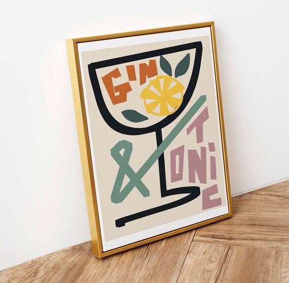 Gin and Tonic Art Print / Kitchen Wall Art / Art for Kitchen / Etsy UK