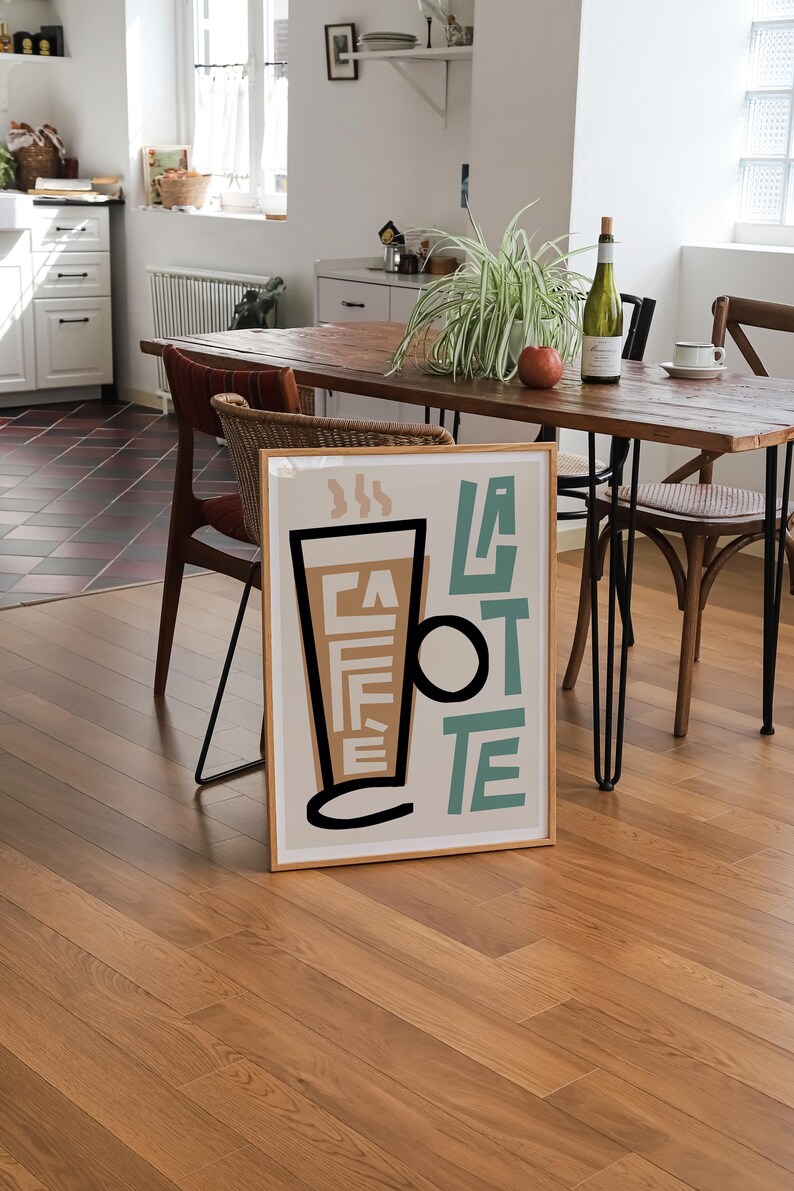 Coffee Latte Art Print, Retro Kitchen Decor image 2