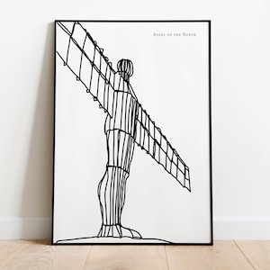 Newcastle Black and White Art Print / Angel of the North Wall Art / Antony Gormley Art / Newcastle Gift image 5