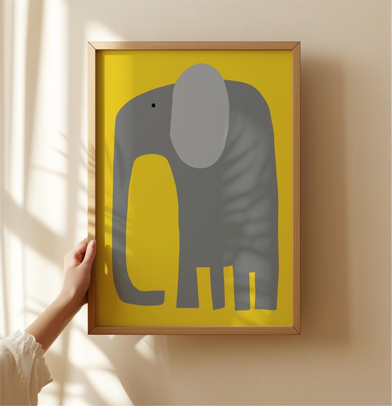 Elephant Art Print, Colourful Nursery Decor, Safari Animal Wall Art, Jungle Theme Poster for Kids Bedroom, Elephant Wall Decor image 3