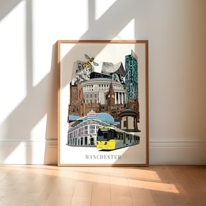 Manchester Art Print / Manchester Landmarks Poster / Manchester Gift / Framed Manchester Print