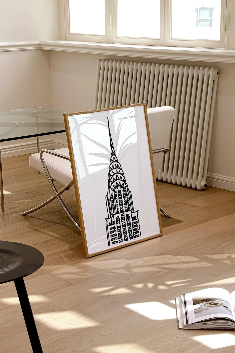 Chrysler Building Art Print: NYC Black & White Line Drawing image 7