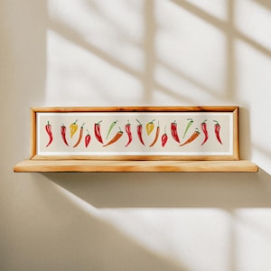 Chilli Panoramic Art Print / Colourful Kitchen Print / Framed or Unframed / Restaurant Decor / Red Print / 60 cm x 12 cm image 2