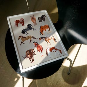 Horse Art Print / Horse Lover Gift / Animal Wall Art / Horse Drawing Art Print / Horse Riding Gift 画像 3