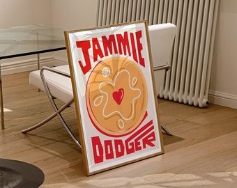 Jammie Dodger Biscuit Art Print / Kitchen Wall Art / Art for Kitchen / Art for Dining Room / Retro Art Print / Large Art Print
