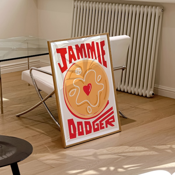 Jammie Dodger Biscuit Art Print/keukenmuurkunst/kunst voor keuken/kunst voor eetkamer/retro art print/grote kunstprint