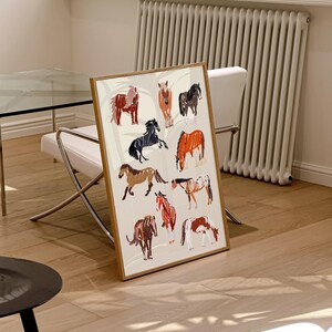 Horse Art Print / Horse Lover Gift / Animal Wall Art / Horse Drawing Art Print / Horse Riding Gift 画像 6