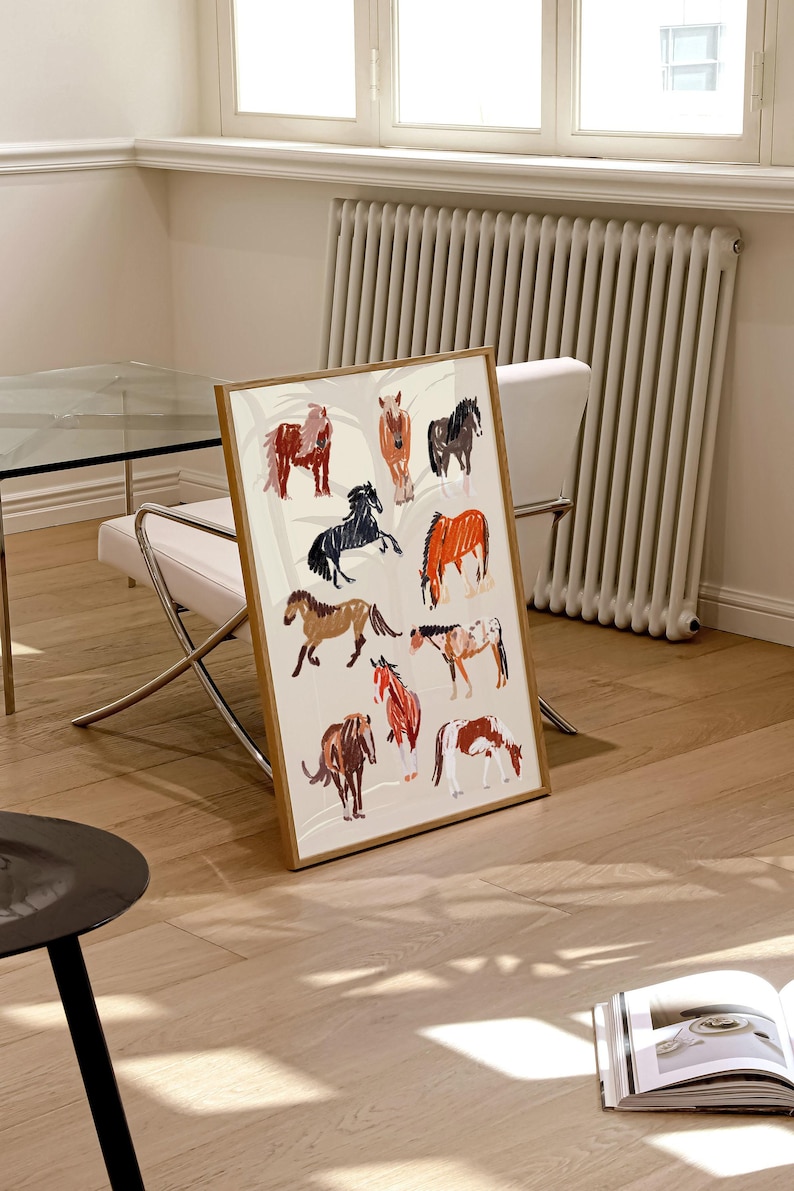 Horse Art Print / Horse Lover Gift / Animal Wall Art / Horse Drawing Art Print / Horse Riding Gift 画像 6