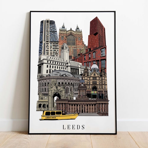 Leeds Landmarks Art Print / Leeds Poster / Leeds Gift / Leeds Etsy