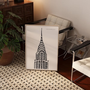Chrysler Building Art Print: NYC Black & White Line Drawing image 2