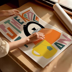 Put The Kettle On Art Print | Kitchen Wall Art | Retro Kitchen Decor | Tea Lover Gift | Colourful Typography Poster | New Home Gift UK image 2