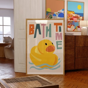 Bathroom Art Print / Bathroom Wall Art / Art for Bathroom / Bathroom Gallery Wall / Duck Art Print / Colourful Art Print