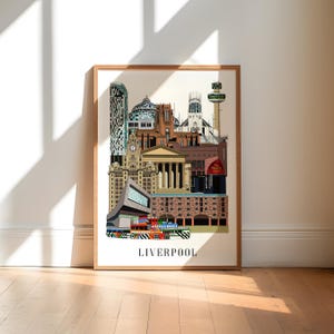 Liverpool Art Print / Liverpool Landmarks Poster / Liverpool Gift / Liverpool Skyline / Liverpool Poster
