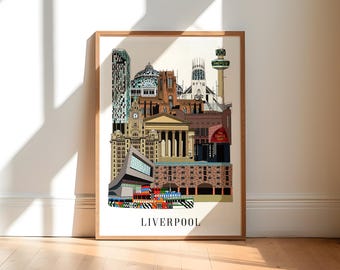 Liverpool Landmarks Art Print, Skyline Poster