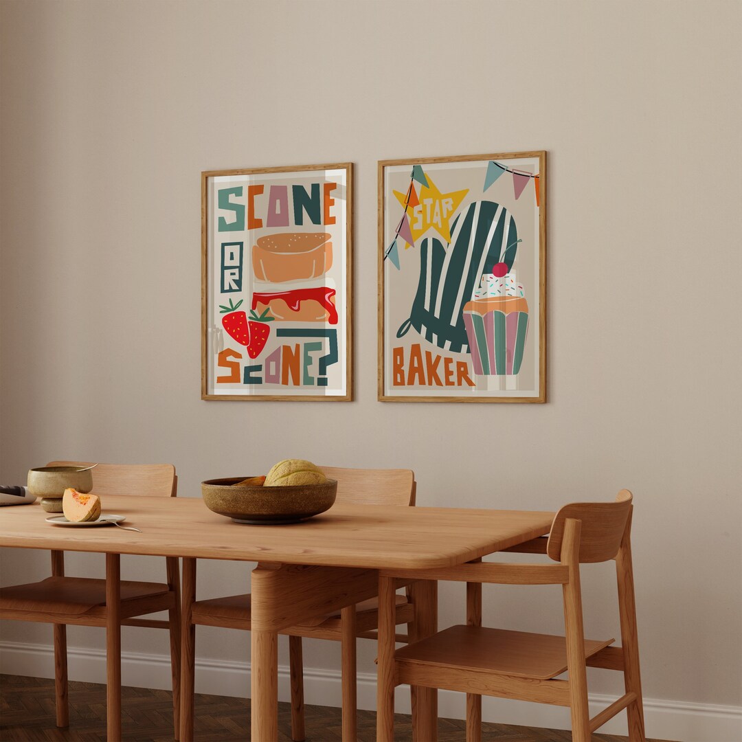 Baking Set of 2 Art Prints / Kitchen Wall Art Set / Art for Kitchen ...