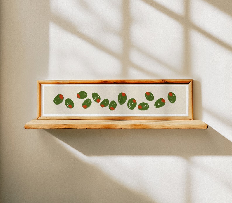 Olives Panoramic Art Print / Colourful Kitchen Print / Framed or Unframed / Restaurant Decor / 60 cm x 12 cm image 2