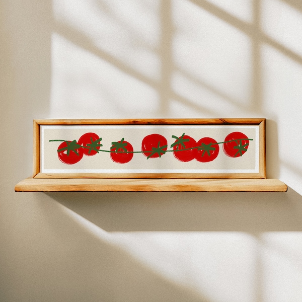 Tomatoes Panoramic Art Print / Colourful Kitchen Print / Framed or Unframed / Restaurant Decor / 60 cm x 12 cm