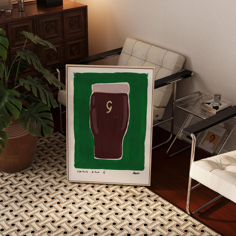 Guinness Wall Art / Green Art Print / Kitchen Art Print / Housewarming Gift / Guinness Print / Quirky Print image 3