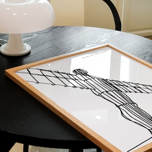 Newcastle Black and White Art Print / Angel of the North Wall Art / Antony Gormley Art / Newcastle Gift image 3