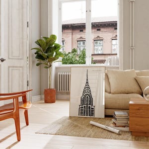 Chrysler Building Art Print: NYC Black & White Line Drawing image 6