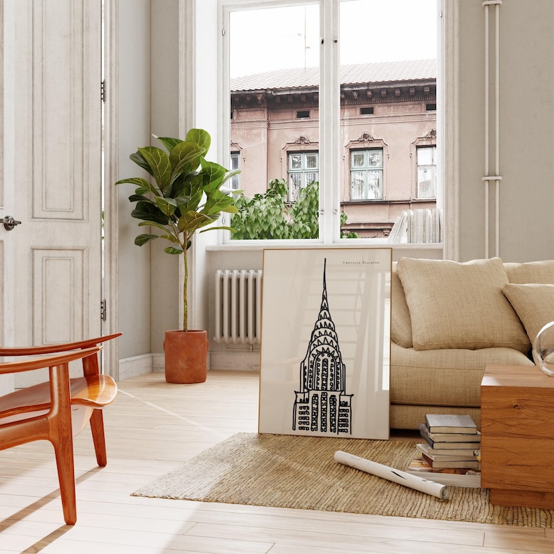Chrysler Building Art Print: NYC Black & White Line Drawing image 6