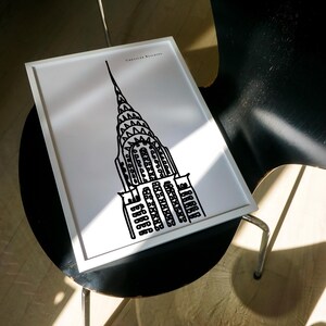 Chrysler Building Art Print: NYC Black & White Line Drawing image 4