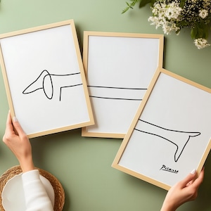Sausage Dog Picasso Art Print Set / Set of 3 Art Prints / Dachshund Dog Drawing / Dog Lover Gift / Sausage Dog Drawing image 4
