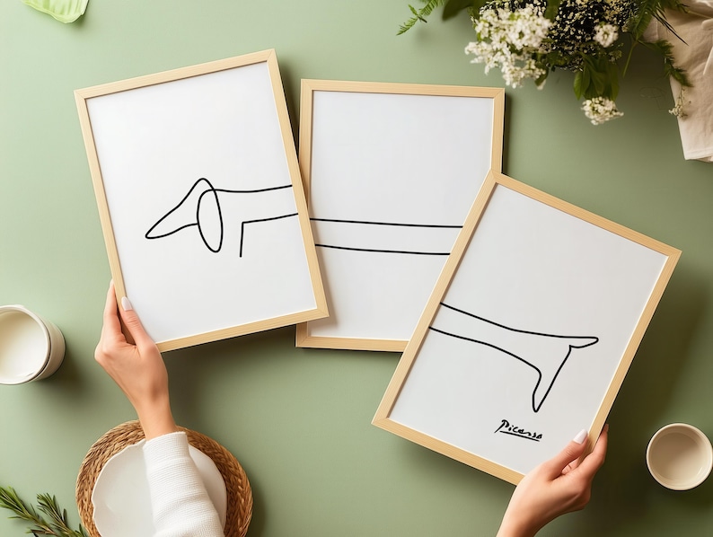 Sausage Dog Picasso Art Print Set / Set of 3 Art Prints / Dachshund Dog Drawing / Dog Lover Gift / Sausage Dog Drawing image 4