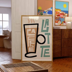 Coffee Latte Art Print, Retro Kitchen Decor image 7