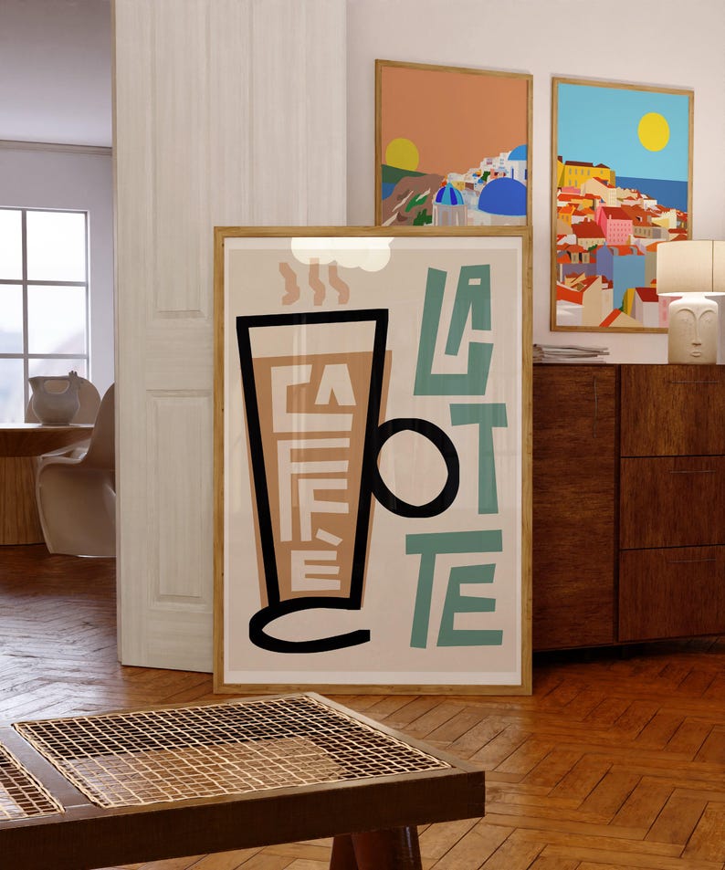 Coffee Latte Art Print, Retro Kitchen Decor image 7