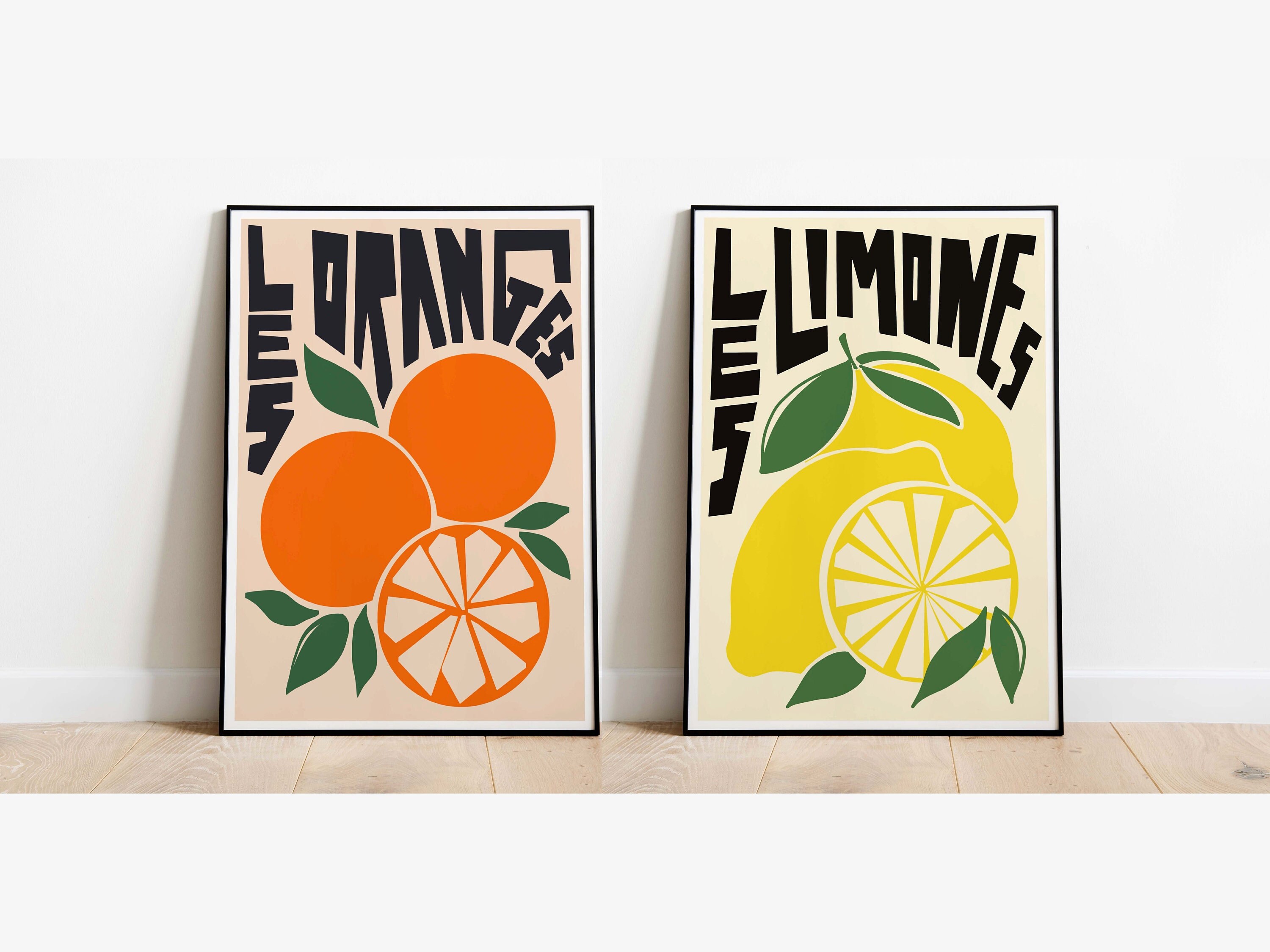 Orange and Lemon Wall Art Set of 2 / Abstract Colourful Art Etsy UK