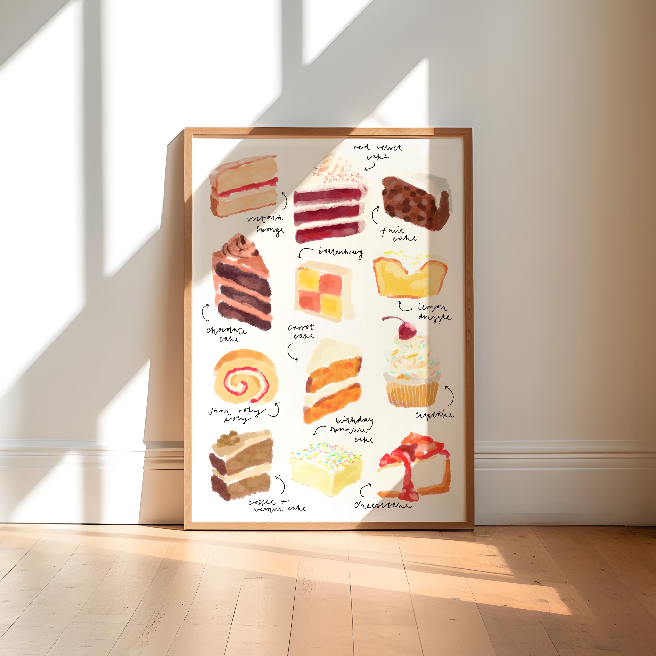 Cake Art Print / Kitchen Wall Art / Kitchen Art Print / Baking Gift ...