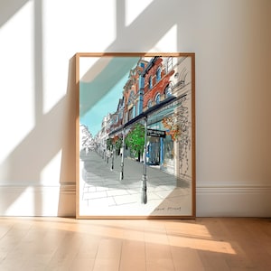 Lord Street Southport Kunstdruck / Southport Shops Wall Poster / Tinte Kunstdruck / Southport Zeichnung Druck