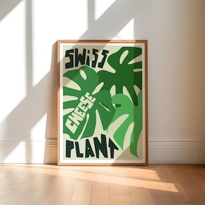 Schweizer Käse Pflanze Art Print / Pflanzen Wandkunst / Monstera Pflanze Kunstdruck / Neues Zuhause Geschenk / Retro Kunstdruck / Pflanzen Geschenk / Pflanzen Poster