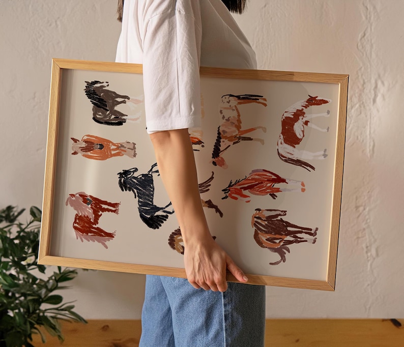 Horse Art Print / Horse Lover Gift / Animal Wall Art / Horse Drawing Art Print / Horse Riding Gift 画像 5