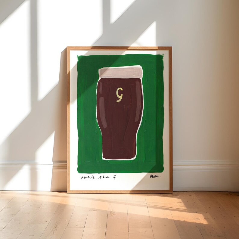 Guinness Wall Art / Green Art Print / Kitchen Art Print / Housewarming Gift / Guinness Print / Quirky Print image 2