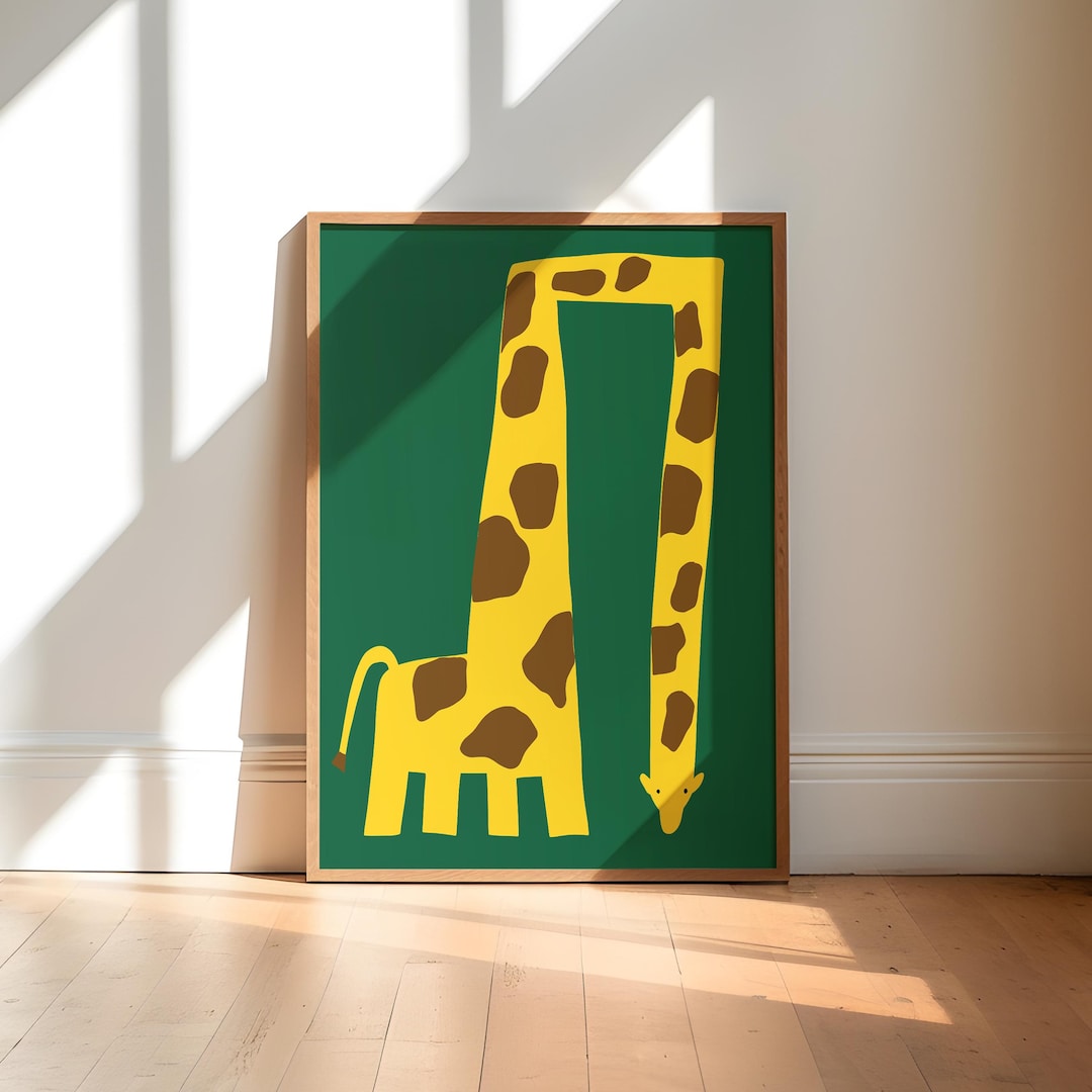 Giraffe Art Print / Animal Colourful Wall Art / Children's Room Decor ...