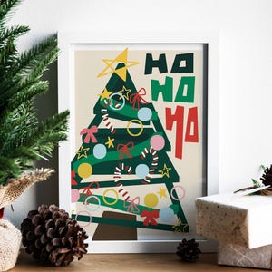 Christmas Tree Art Print, Colorful Festive Decor image 2