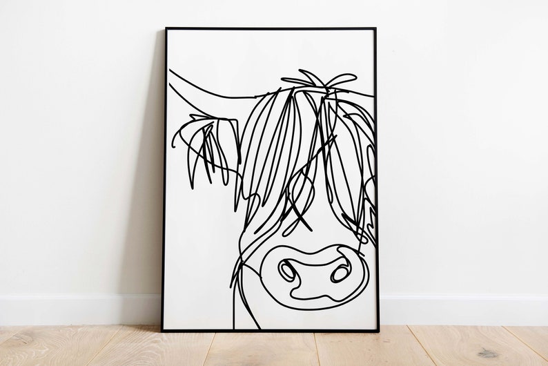 Highland Cow Art Print / Line Wall Art / Animal Art / Line Art Print / Unique Gift / A1, A2, A3, A4 or A5 image 4