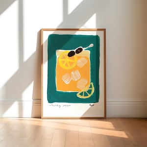 Whisky Sour Painting Art Print / Hand Painted Abstract Art Print / Cocktail Art Print / Whisky Sour Print / Colourful Art Print