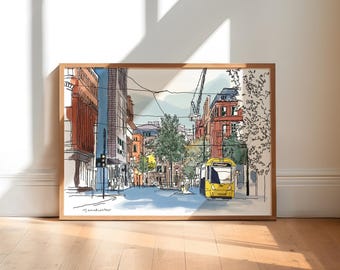Manchester Art Print: Urban Cityscape, Travel Wall Decor